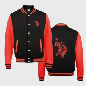 Custom Embroidered Orange-Black Varsity Jacket