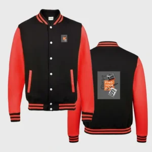 Custom Printed Orange-Black Varsity Jacket