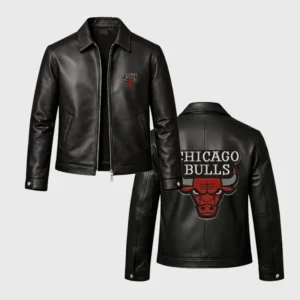 Custom Embroidered Black Leather Jacket