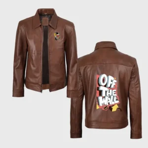 Custom Printed Brown Leather Jacket