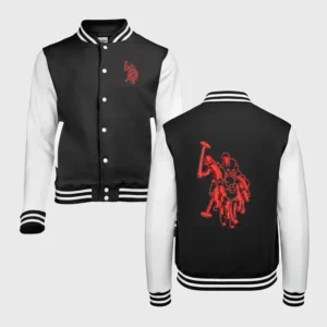 Custom Embroidered Black-White Varsity Jacket