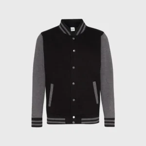 Custom Embroidered Gray-Black Varsity Jacket