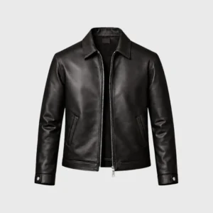 Custom Embroidered Black Leather Jacket