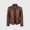 Custom Embroidered Brown Leather Jacket