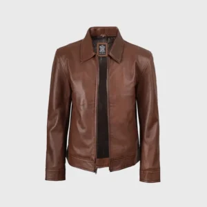 Custom Embroidered Brown Leather Jacket