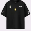 Lionel Messi Graphic Printed Black Drop Shoulder T-Shirt