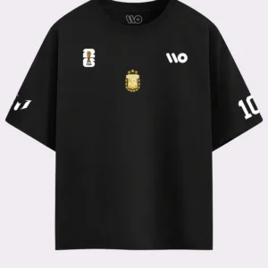 Lionel Messi Graphic Printed Black Drop Shoulder T-Shirt
